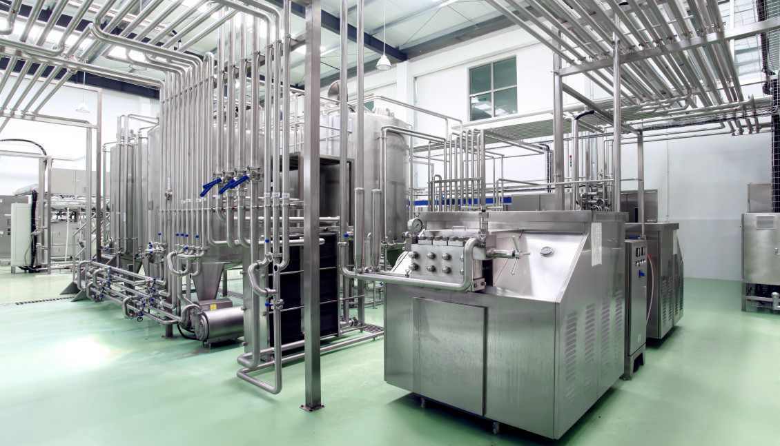 Milk homogenizer machine in the yogurt production line