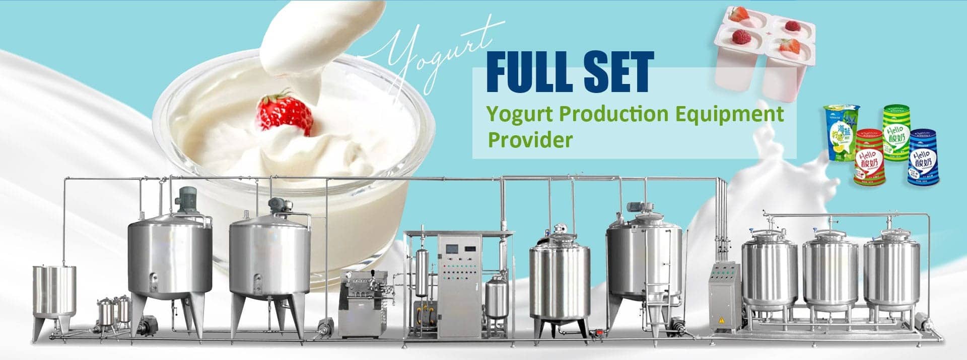 Full set of the yogurt production line